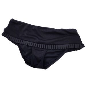 Seafolly Australia Goddess Eva Skirted Ruffle Bikini Bottom Swimsuit 6 Black